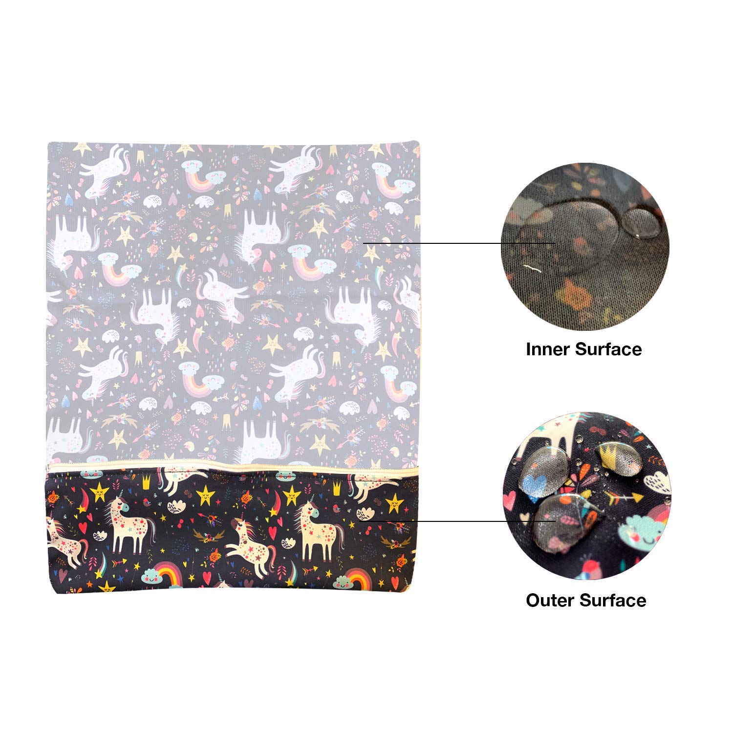 Waterproof Reusable Wet Bag for Diapers, Swimsuits & Toiletries - Large 12.6