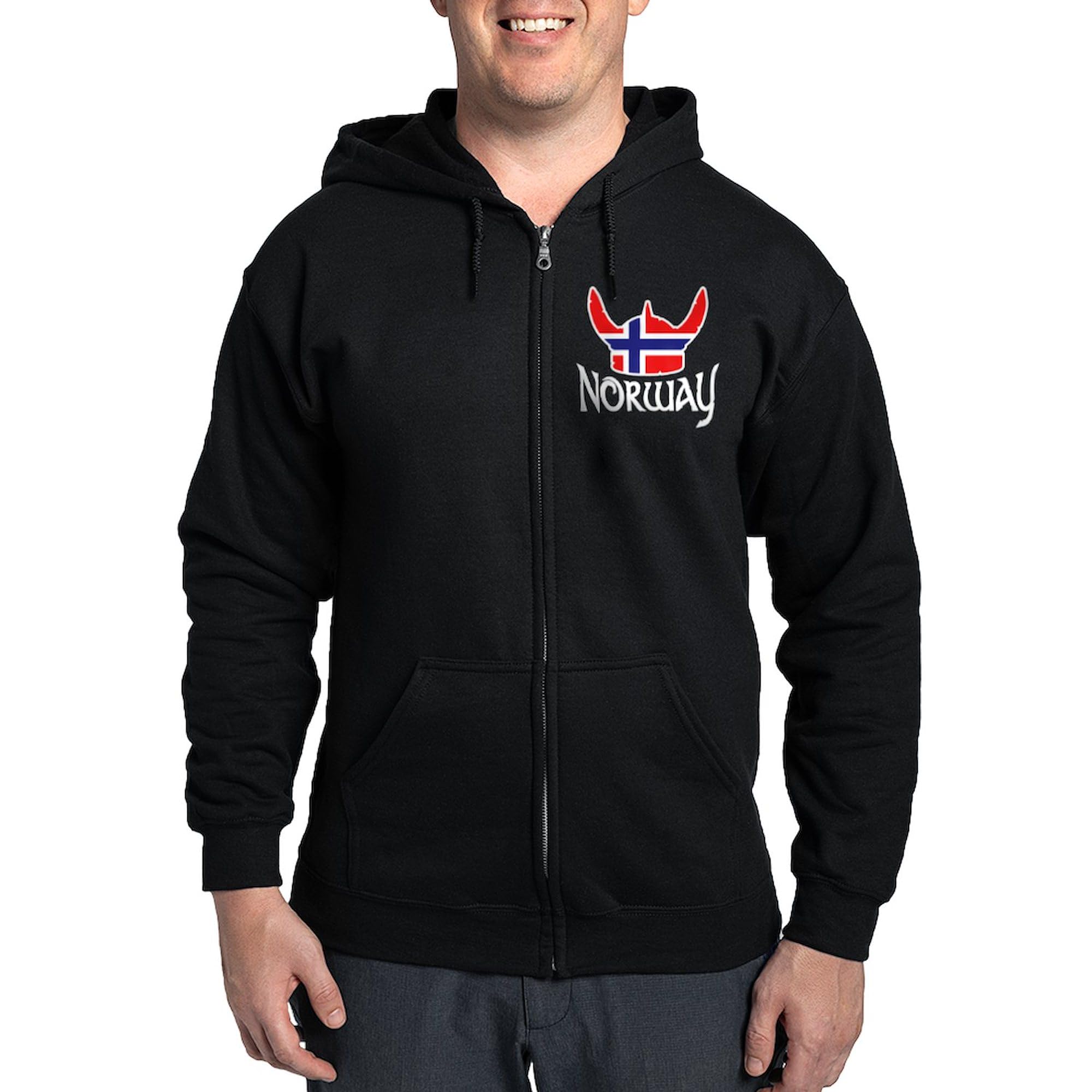 Norway Zip Hoodie for Men - Dark Zip-Up Hooded Sweatshirt | Warm Fleece Lining, Comfortable Pullover | Perfect for Outdoor Activities, Travel & Casual Wear