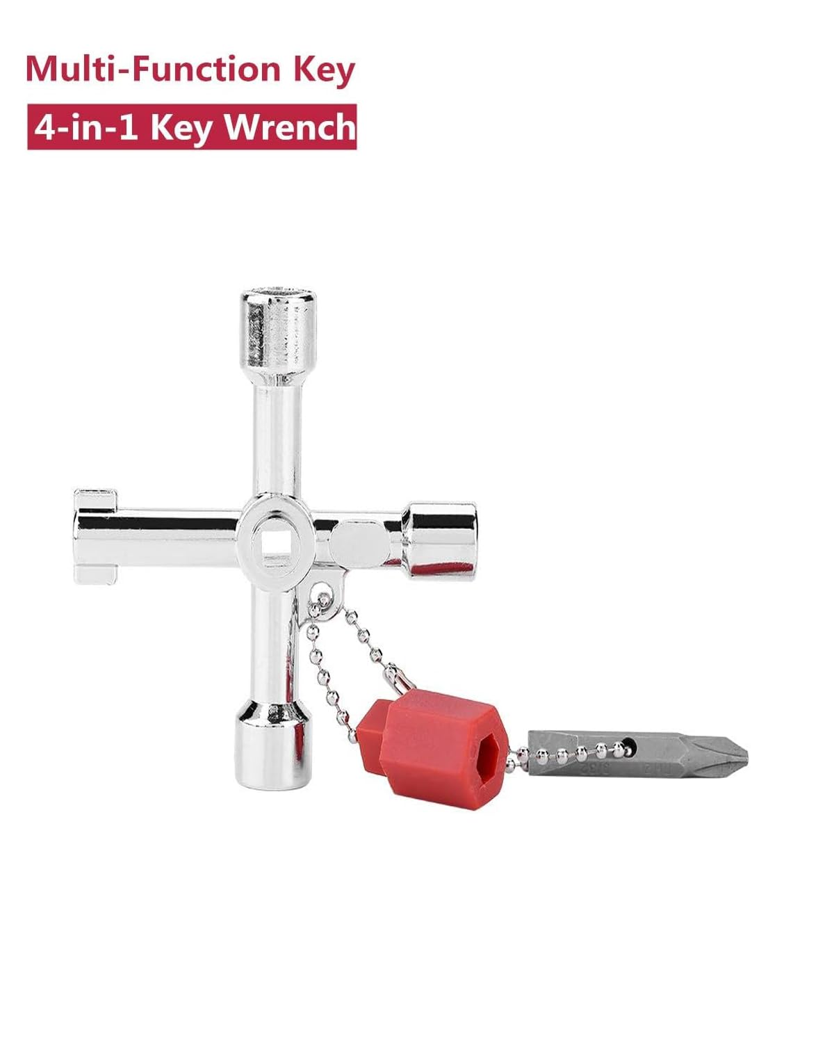 WenTigDY 4-in-1 Universal Utility Key Set - Multi-Functional Cross Key with Zinc Alloy Bits for Electrical Cabinets, Train Doors, Water/Gas Meters & Valve Boxes - Essential Tool for Locksmiths, Electricians & Home Maintenance
