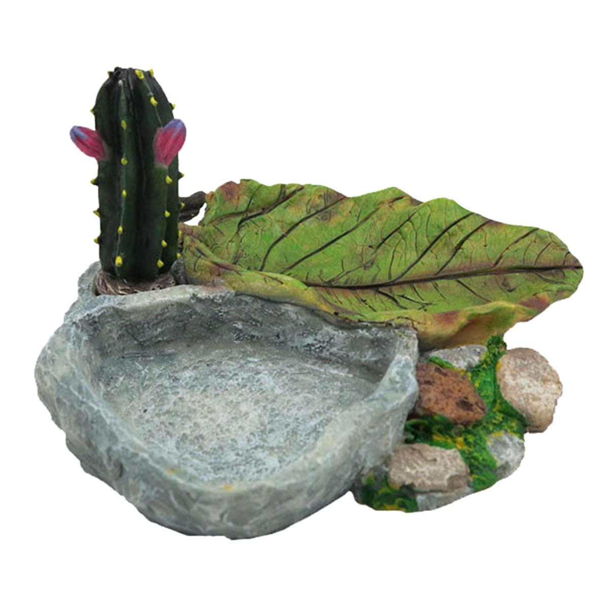 Leyeet Reptile Water Dish & Food Bowl - Durable Resin Feeder for Tortoise, Lizard, Gecko - Non-Tip Rock Design for Terrarium, Habitat & Pet Enclosure - Perfect for Reptile Hydration & Feeding