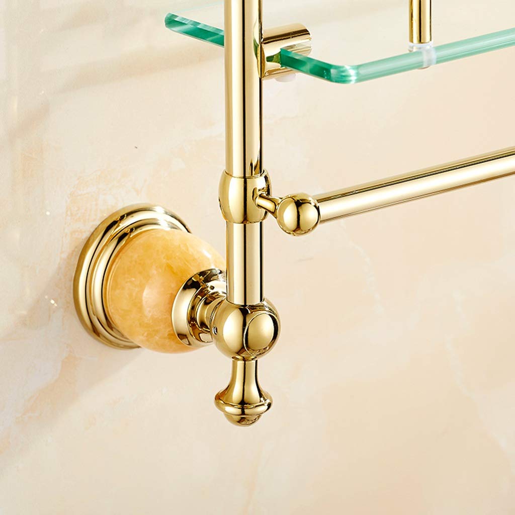 Premium Double Glass Bathroom Shelves - Waterproof Shower Storage Rack with Towel Holder | Rust-Resistant & Easy to Clean | Perfect for Organizing Cosmetics, Toiletries & Kitchen Spices | Ideal for Bathroom, Shower & Kitchen Storage Solutions