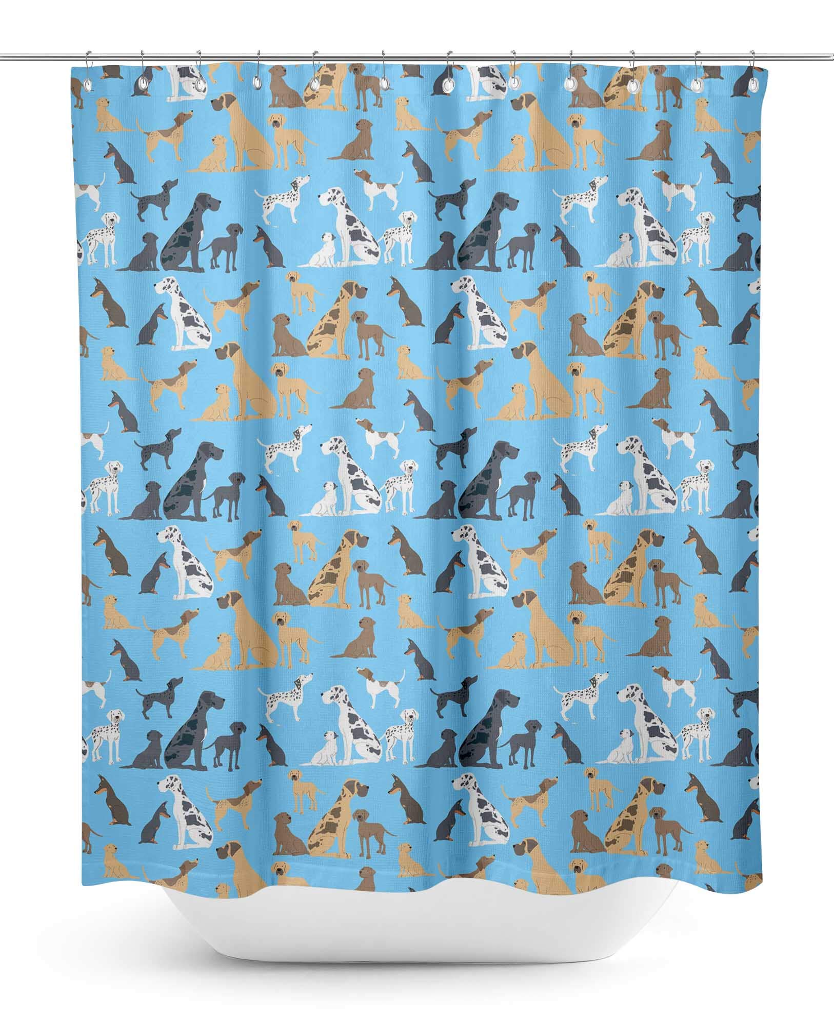 Stylish Blue Mix Dog Bathroom Shower Curtain - Waterproof & Resistant, 60 x 75 Inches - Perfect for Pet Lovers' Bathroom Decor & Themed Home Design
