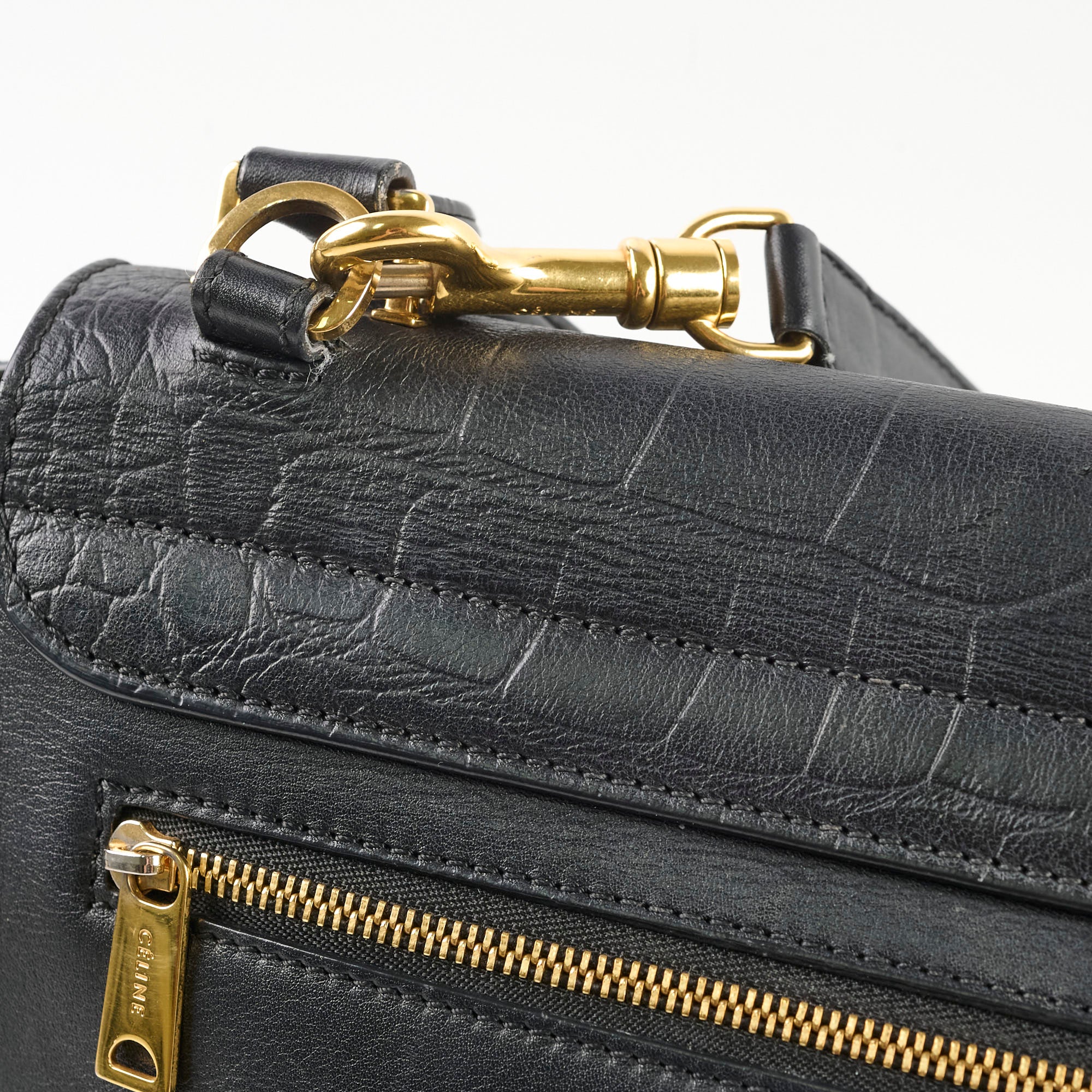Celine Medium Trapeze All Black Leather Handbag - Stylish Crossbody Bag for Women, Perfect for Work, Travel & Evening Out