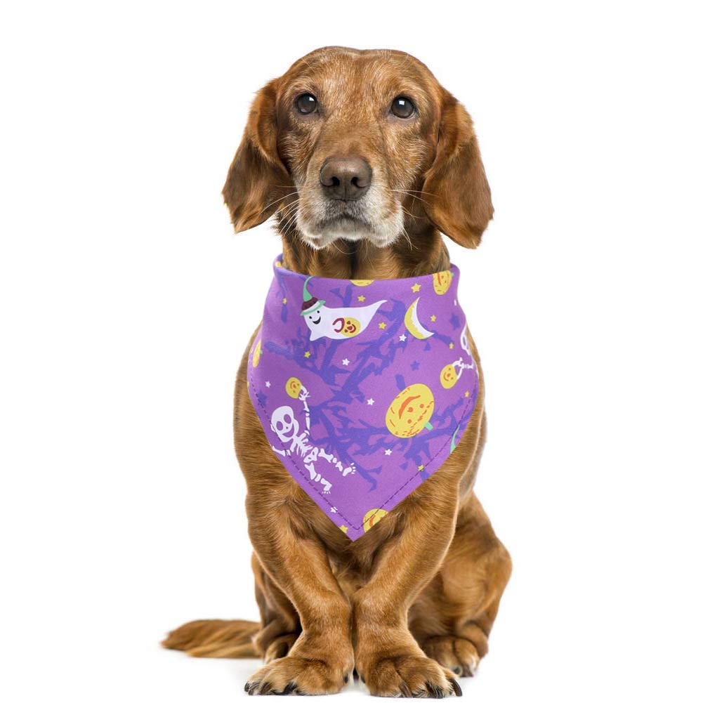 Halloween Dog Bandanas - Washable Cotton Reversible Pet Bandana, Adjustable Triangle Scarf for Small Medium Large Dogs - Perfect for Halloween Costumes, Pet Parties & Photo Shoots