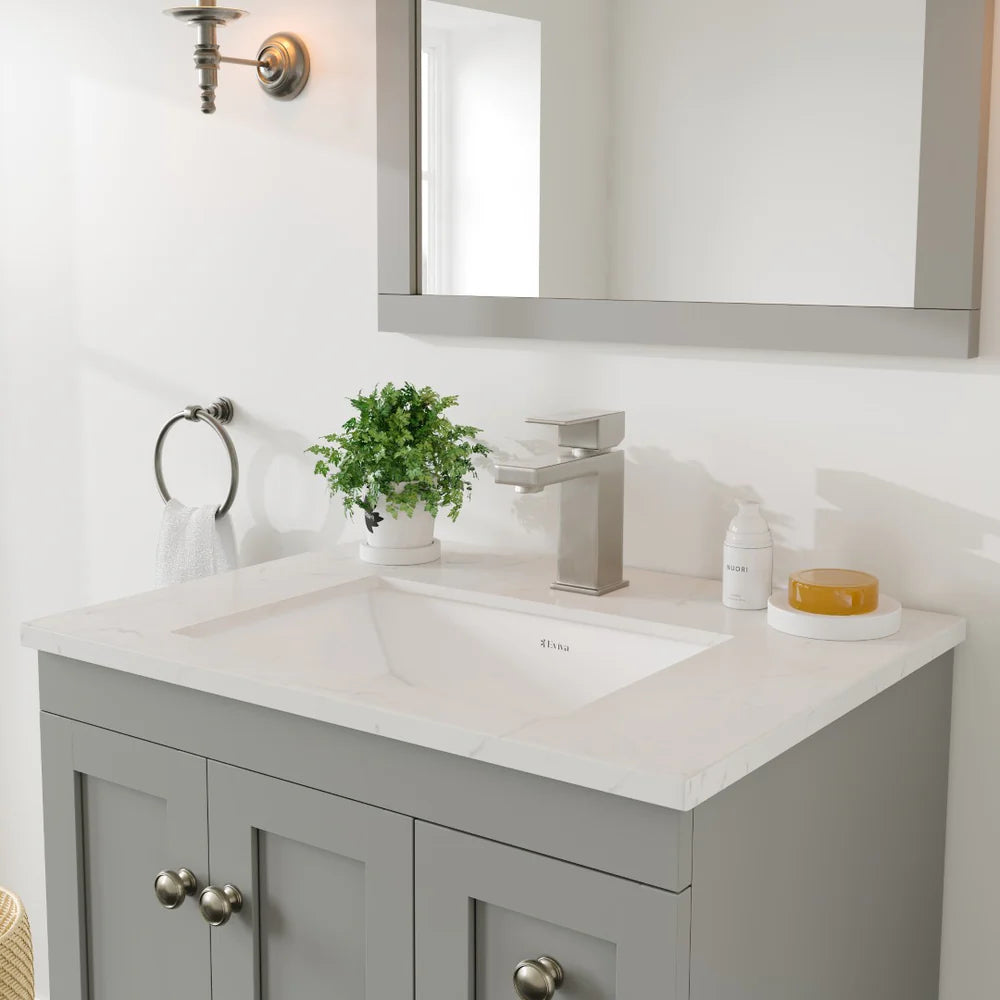 Eviva Acclaim 24 Inch Modern Bathroom Vanity Set with Carrara Quartz Countertop - Perfect for Small Bathrooms, Powder Rooms & Master Bath Renovations