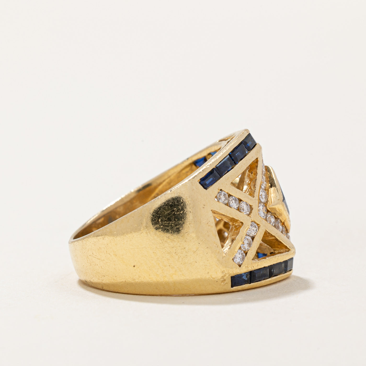 Exquisite 0.80ctw Sapphire & Diamond Cocktail Ring | 0.33ctw Diamond Accents | Size 5.25 | Elegant Jewelry for Evening Parties & Special Occasions