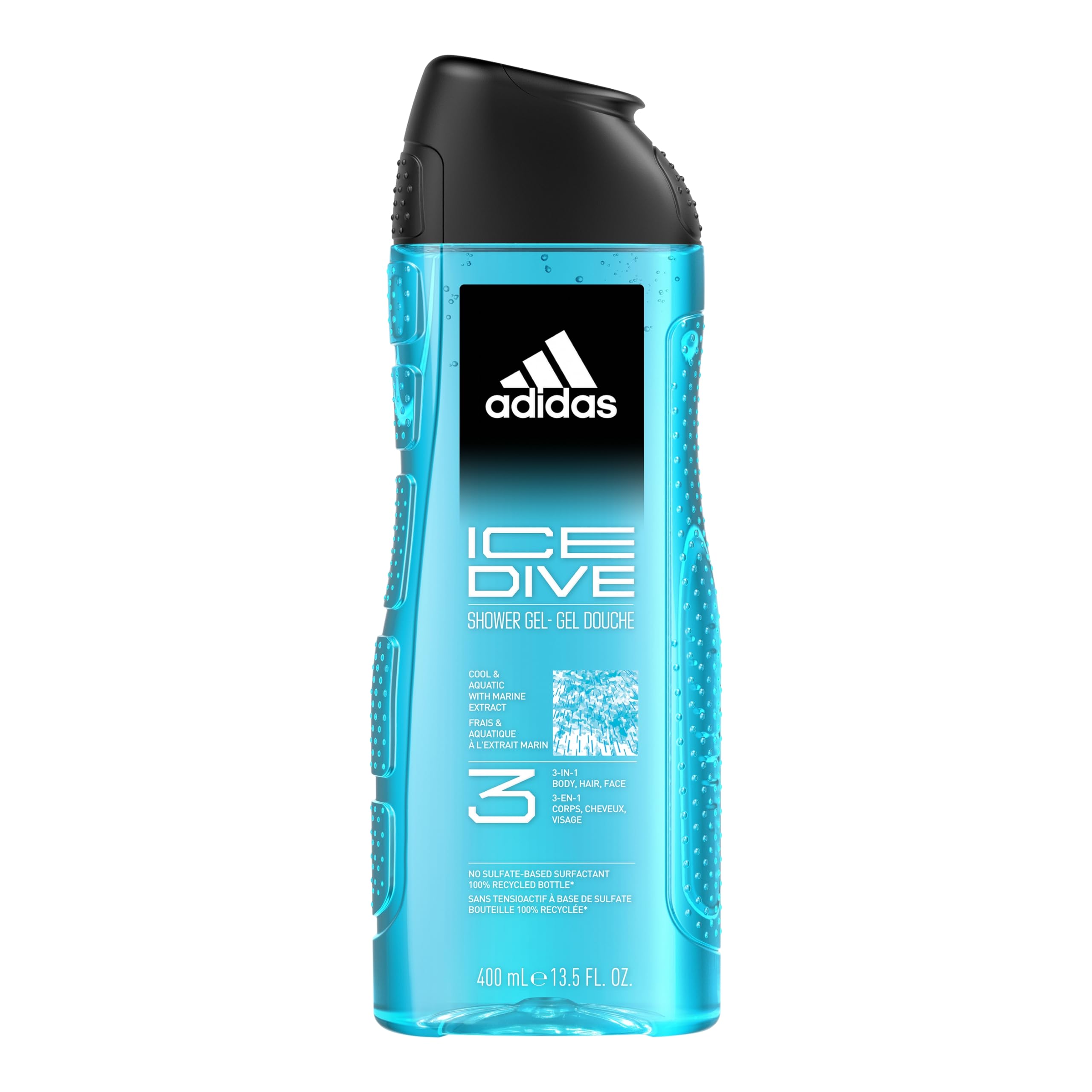 Adidas Ice Dive Men's Shower Gel - 13.5 oz Refreshing Body Wash for Post-Workout & Gym - Invigorating Fragrance for Daily Shower Routine