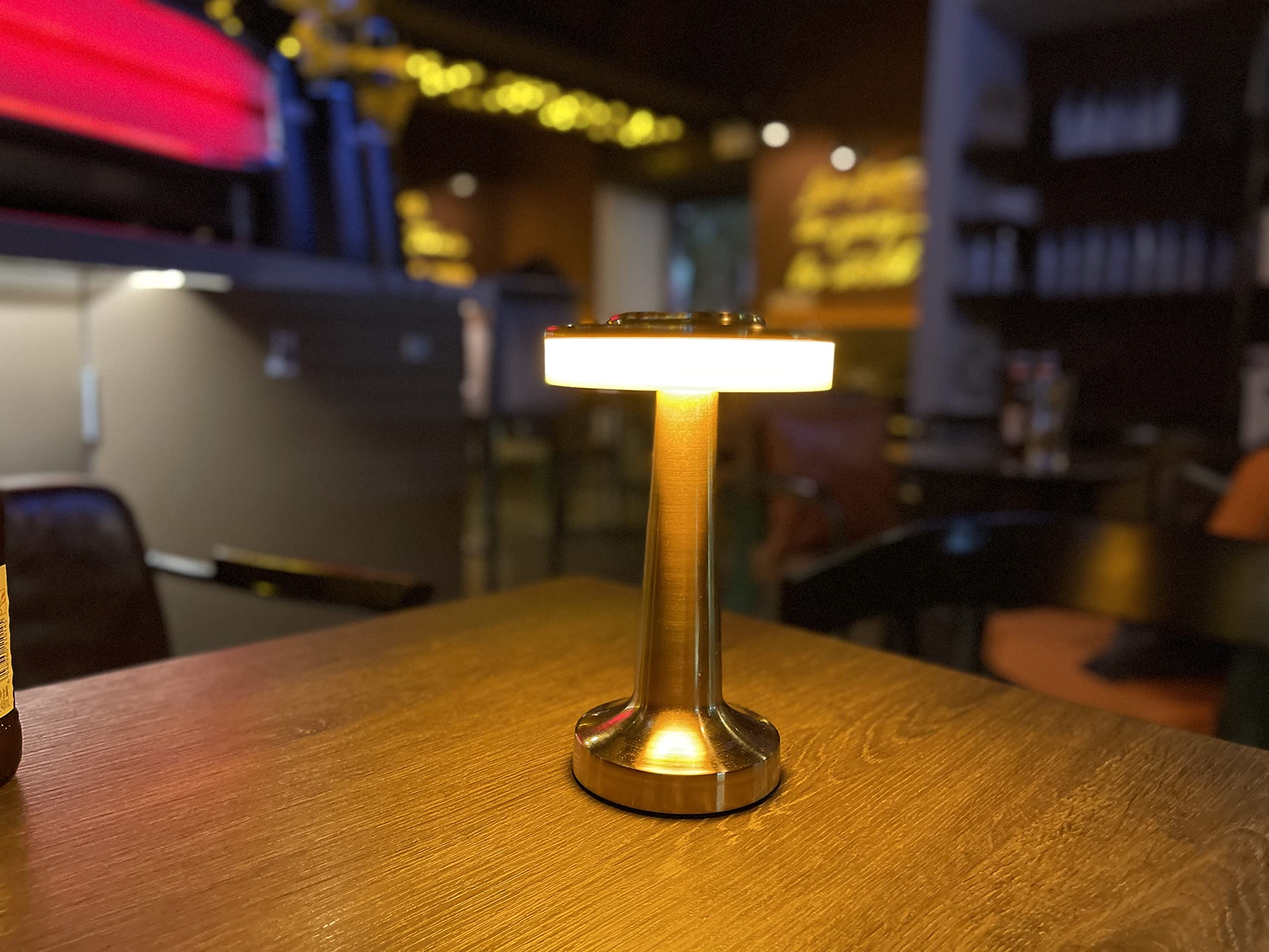 Rechargeable Cordless LED Table Lamp with Touch Sensor - 3-Level Dimming, Battery Operated Night Light for Bedroom, Restaurant, Outdoor, Coffee Shop & Bar (Gold) | Portable Desk Lamp for Home & Office Use