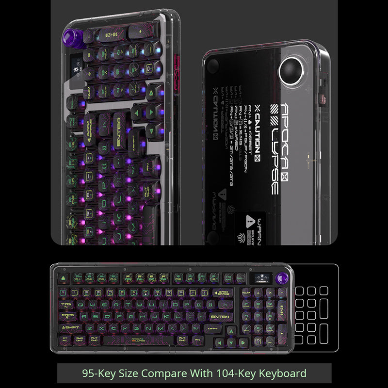 PIIFOX ER95 Wireless Mechanical Keyboard - Triple Mode (Bluetooth/2.4G/Wired), LCD Display, RGB Backlit - Perfect for Gaming, Office Work & Typing Enthusiasts