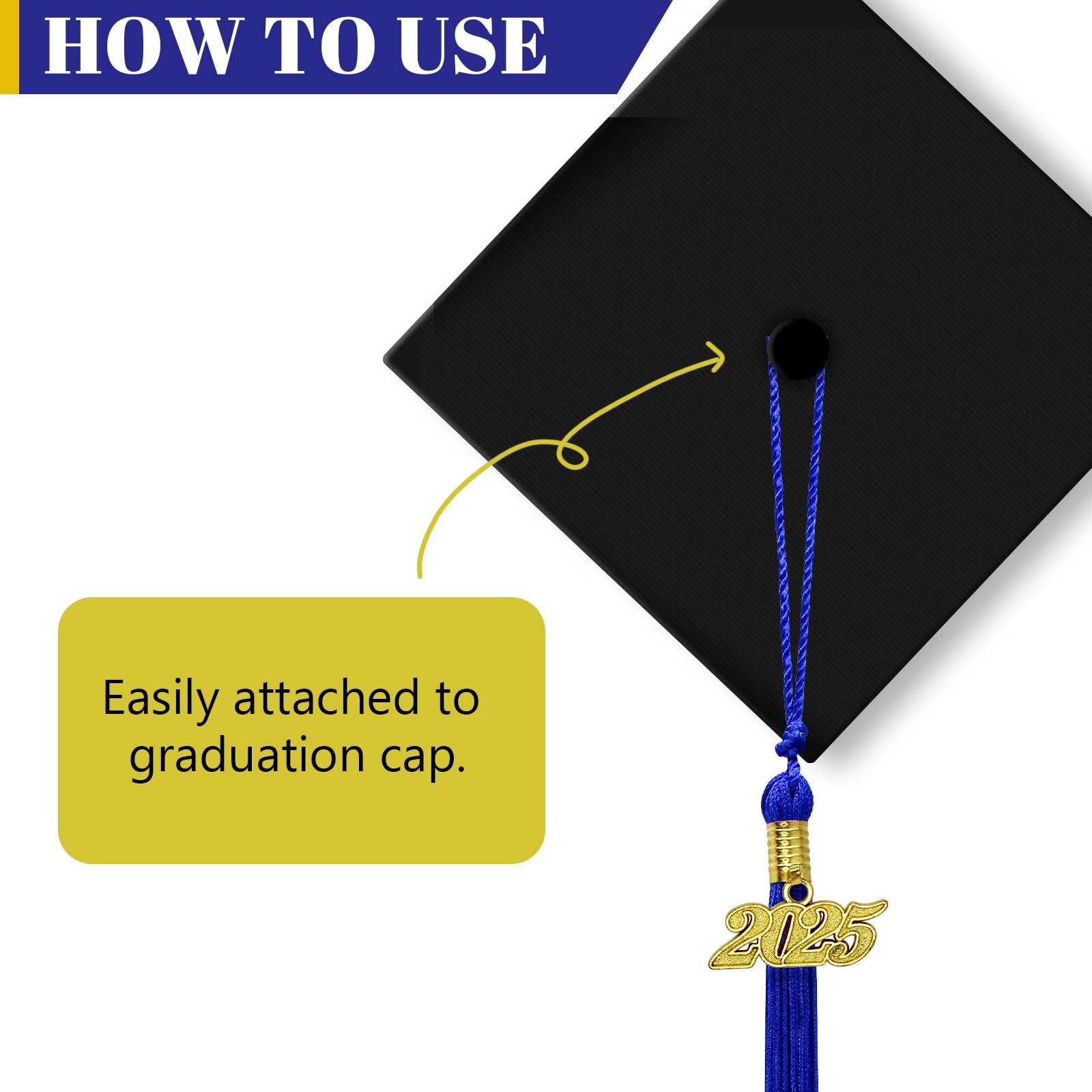 2025 Graduation Tassel with Gold Charm - Blue Academic Tassel for High School & College Graduation Ceremony - Perfect for Commencement, Yearbook Photos & Graduation Party Decorations