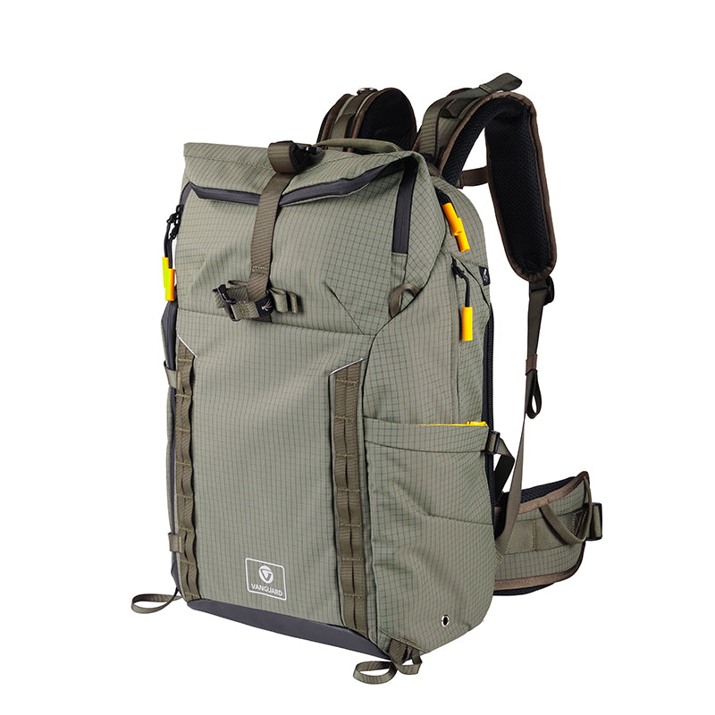 VEO Active 49 Khaki Green Camera Backpack with USB Charger Port - Waterproof DSLR Bag for Travel, Hiking & Photography Accessories Storage