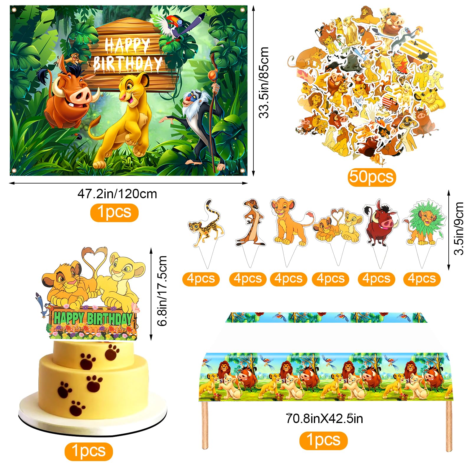 1st Birthday Lion Theme Party Decorations Set - Balloons, Tablecloth, Birthday Flag for Baby Boy & Girl - Perfect for Kids' Birthday Parties, Baby Showers & Themed Celebrations