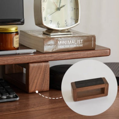 Premium Black Walnut & Oak Solid Wood Laptop Stand - Adjustable Height Ergonomic Computer Riser for Desk, Home Office, or Workspace - Space-Saving Shelf Organizer for MacBook, Notebooks & Accessories