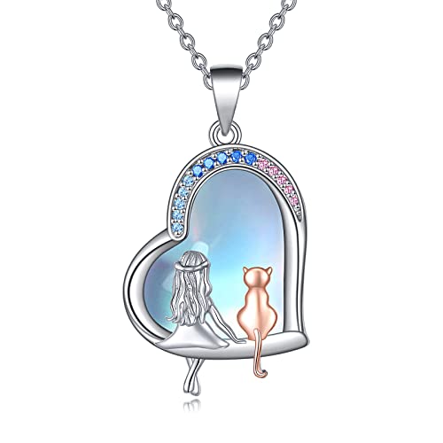 Cat necklace with moonstone