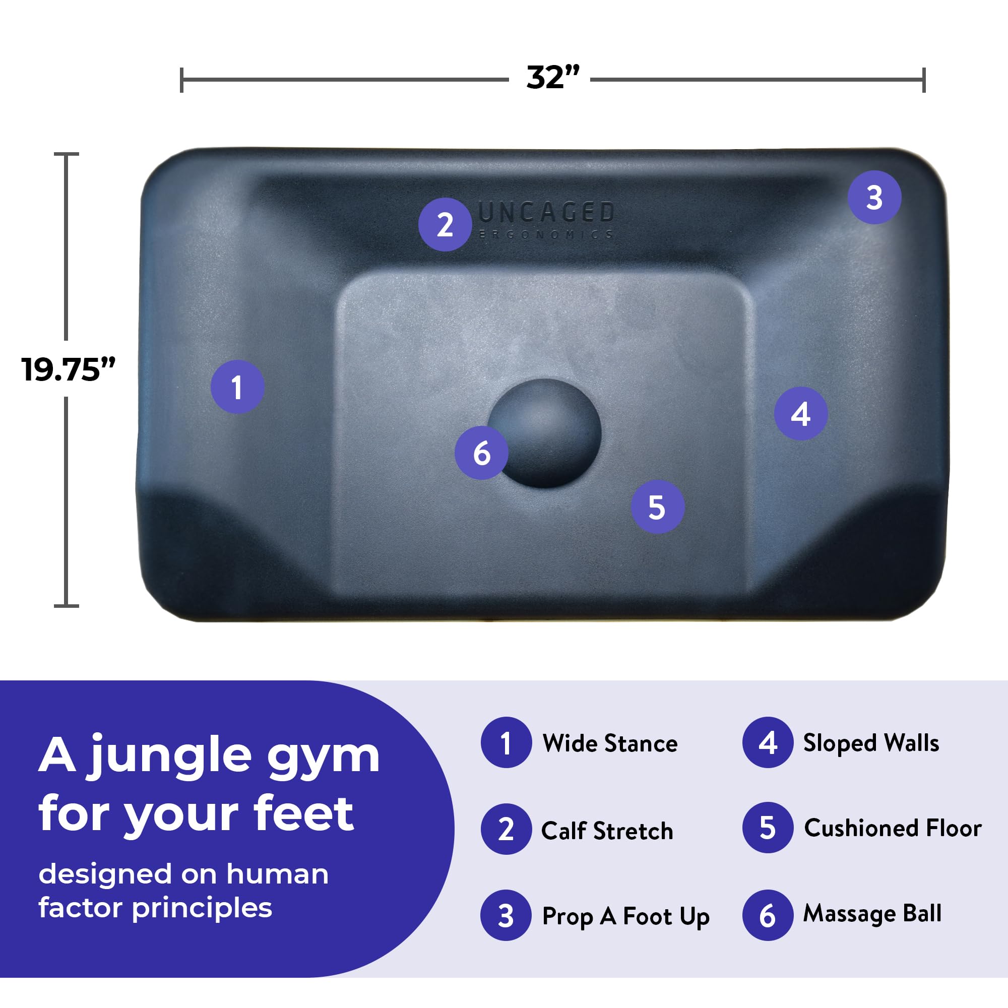 Premium Anti-Fatigue Standing Desk Mat with Massage Balls - Extra Large Ergonomic Office Floor Mat for Standing Desks - Reduce Foot Pain & Improve Posture - Perfect for Home Office, Workstations & Standing Desks