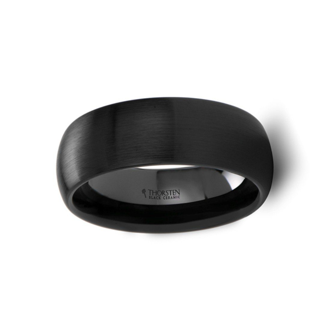 Black Ceramic Wedding Band Ring for Men & Women - 8mm Wide Brushed Finish Round ATTOR Ring - Perfect for Engagement, Anniversary, and Everyday Wear