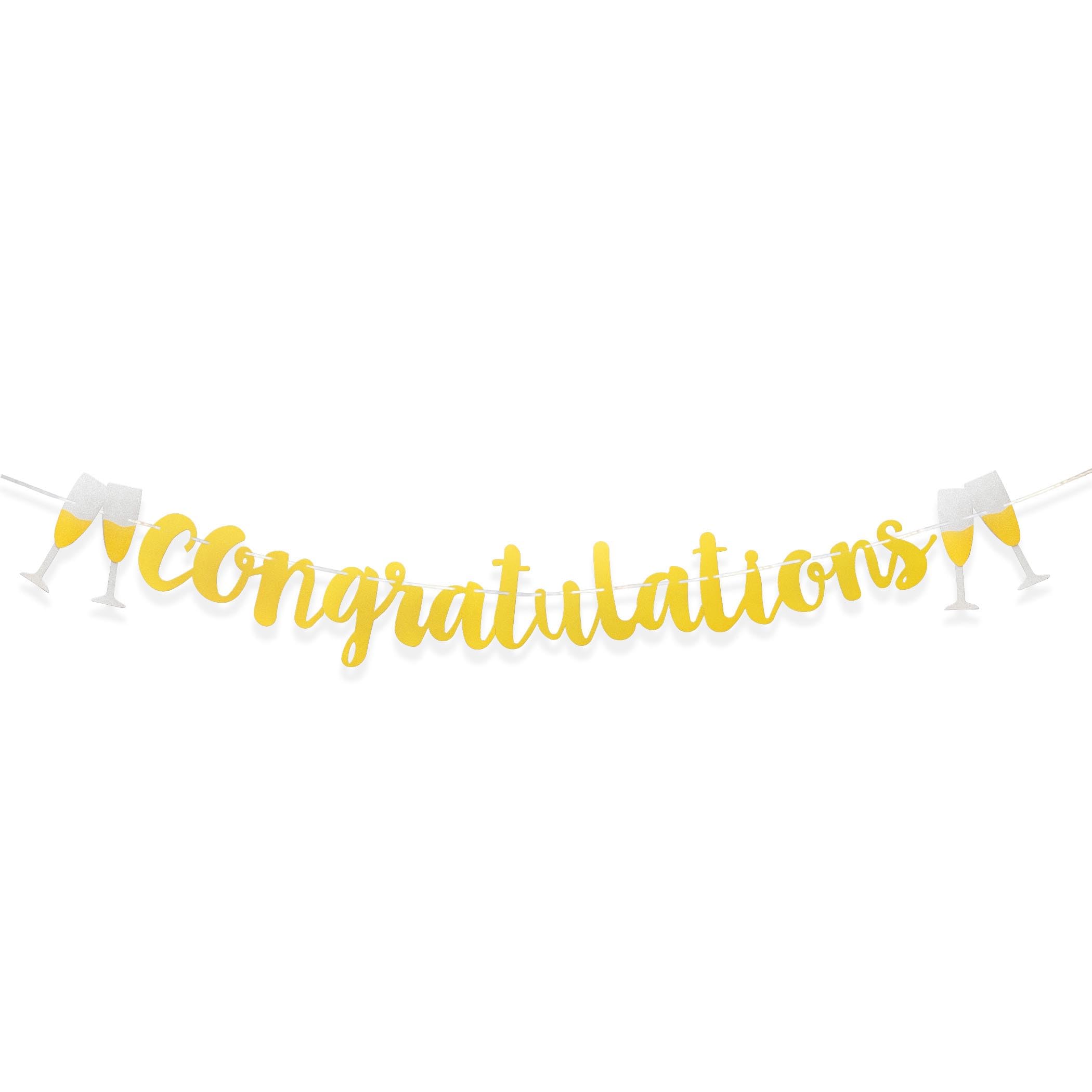 Shimmering Gold Congratulations Banner - Wedding, Anniversary, Graduation & Retirement Party Decorations - Cheers Sign for Celebrations & Special Events