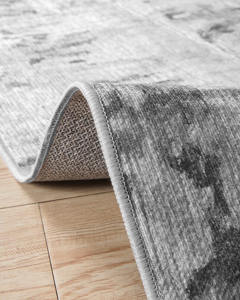 RESARE Modern Abstract Distressed Area Rug 8x10 - Machine Washable Gray Rug for Living Room, Bedroom & Home Decor | Soft & Durable Floor Covering