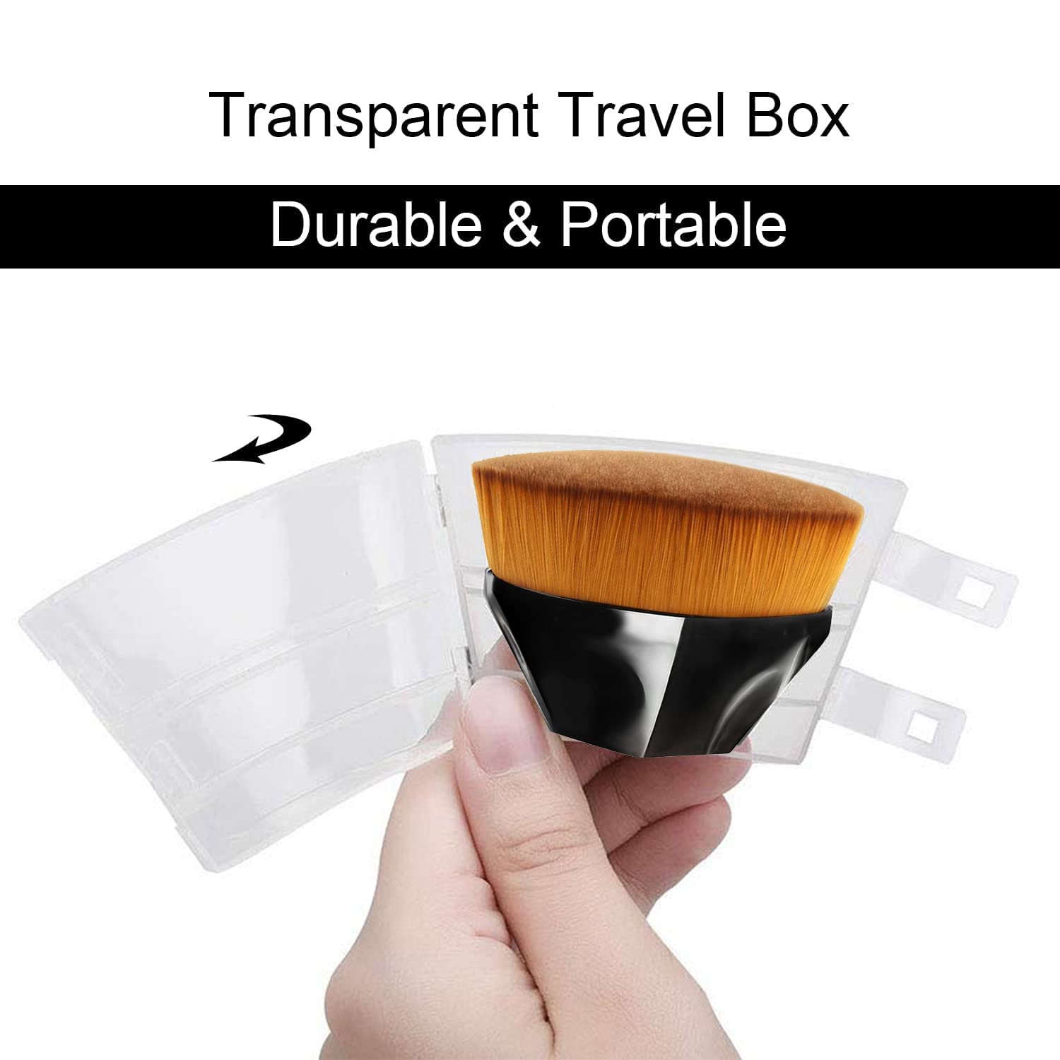 Flat Top Kabuki Brush for Liquid & Powder Foundation - Blending Makeup with Bonus Case