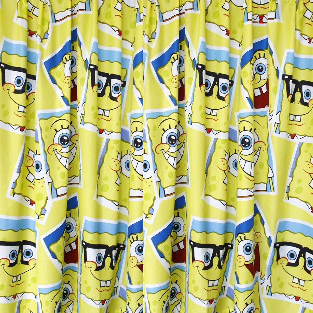 SpongeBob SquarePants 72-Inch Kids Room Curtains - Colorful Cartoon Bedroom Window Drapes for Boys & Girls - Perfect for Nursery, Playroom & Themed Decor