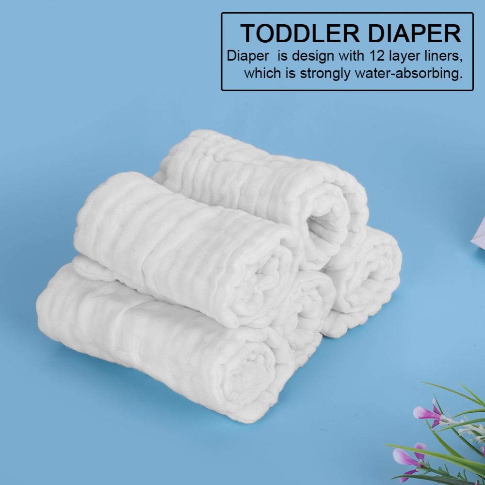 5 Pack Soft Cotton Baby Diapers - Breathable & Washable Reusable Cloth Nappies for Newborns & Toddlers (White) - Perfect for Bathing, Hair Care & Multi-Purpose Infant Use