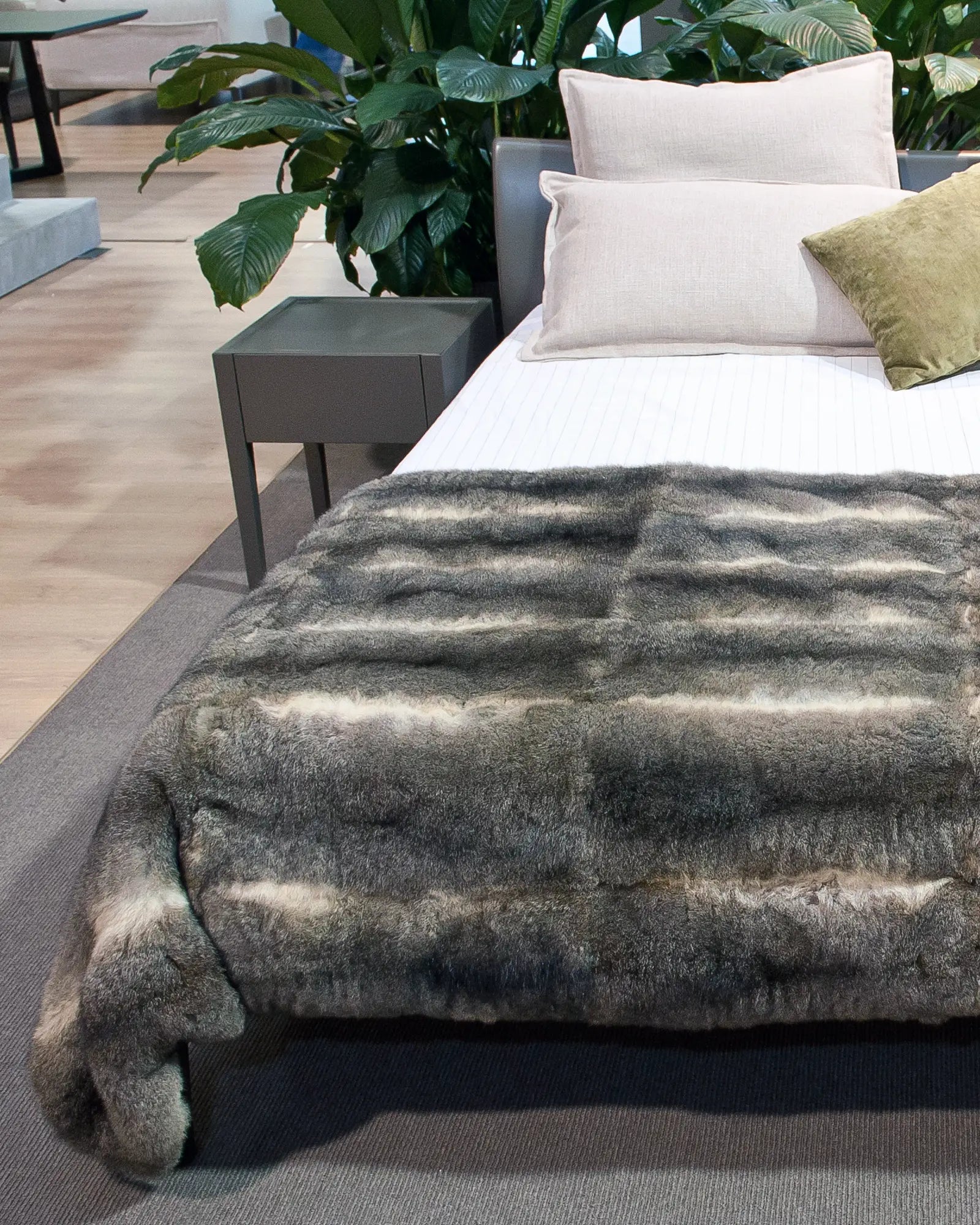 Premium Natural Warm Grey Possum Fur Blanket - Ultra Soft & Cozy Throw for Winter, Bedroom Decor, and Luxury Home Comfort