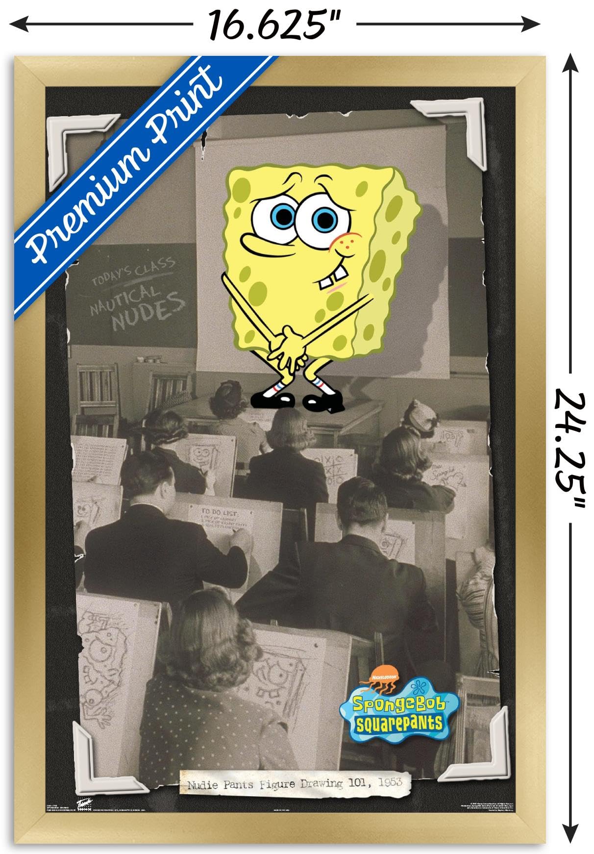Trends International Nickelodeon Spongebob Squarepants Gold Framed Wall Poster 14.725