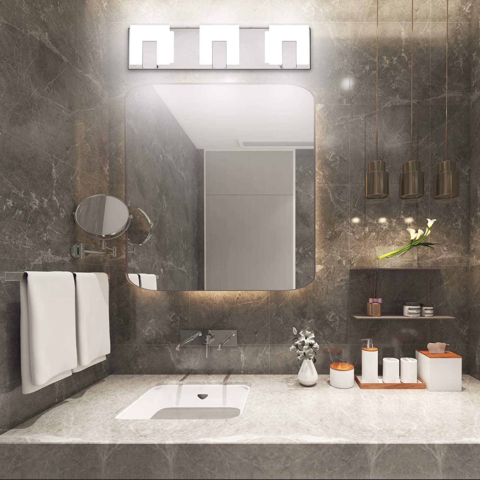 Modern LED Vanity Light for Bathroom - Frosted White Acrylic Up/Down Wall Light Fixture - Perfect for Mirror Lighting & Bathroom Decor