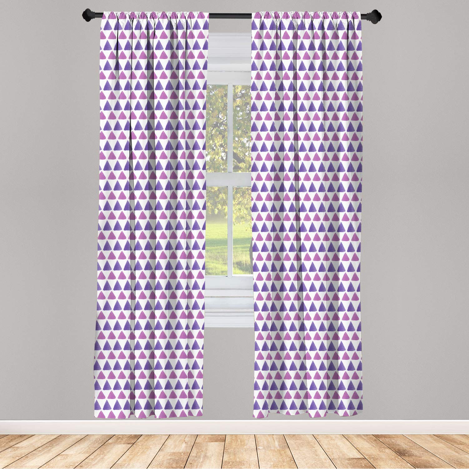 Ambesonne Geometric Window Curtains - Watercolor Mosaic Triangle Design, Lightweight 2-Panel Set with Rod Pocket, 28
