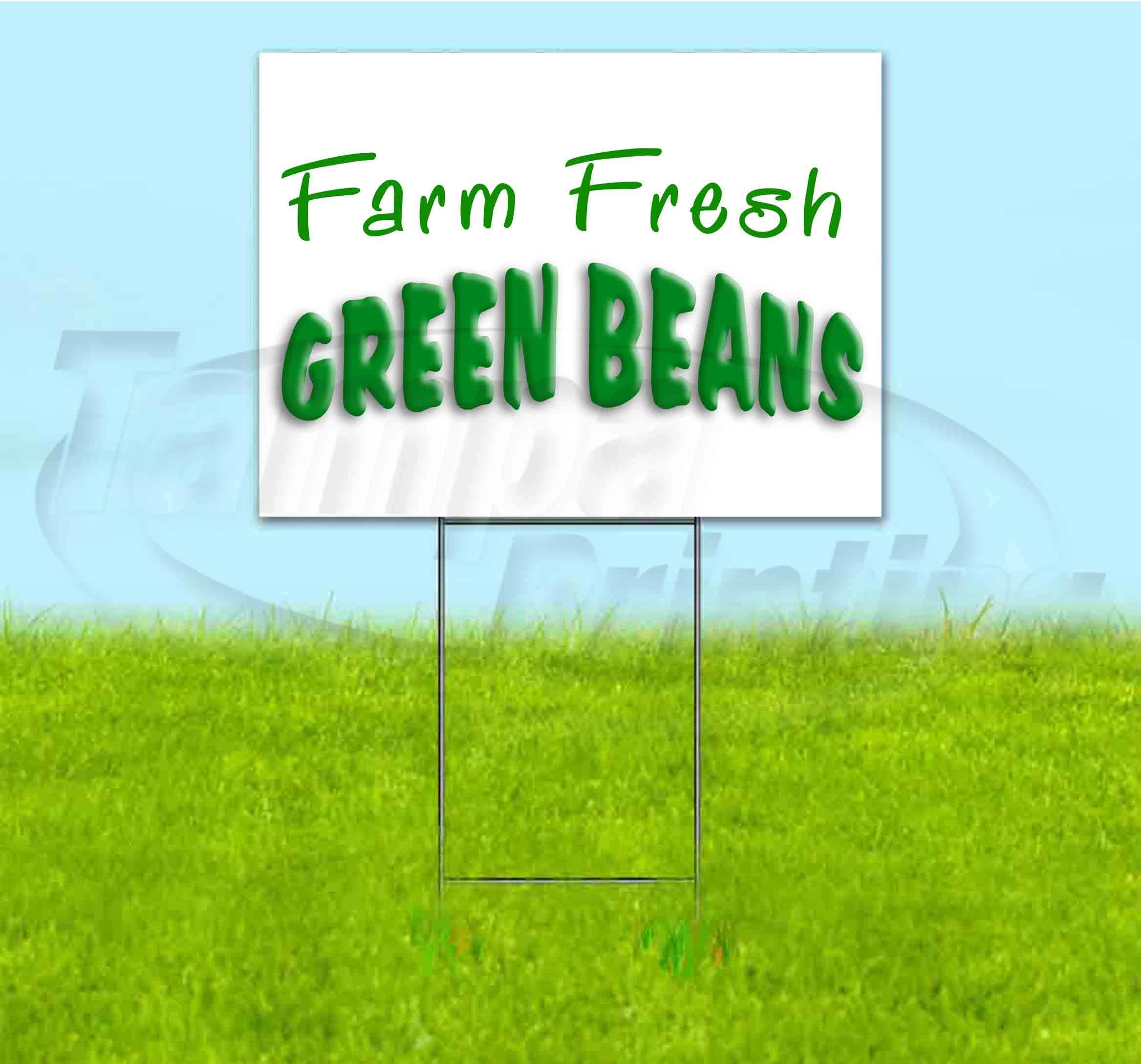 Farm Fresh Green Beans Yard Sign 18x24 Inch - Metal Step Stake Included | Multi-Pack Discounts | Perfect for Farmers Markets, Roadside Stands & Garden Decor