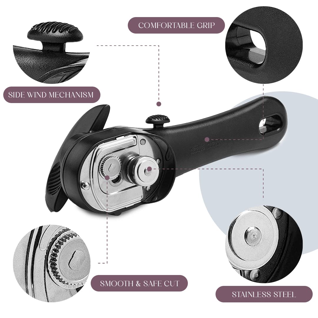 Bellemain Heavy Duty Stainless Steel Manual Can Opener - Ergonomic Handheld Kitchen Tool for Seniors with Smooth Edge & Safe Cutting - Perfect for Camping, Emergency Kits & Elderly Home Use