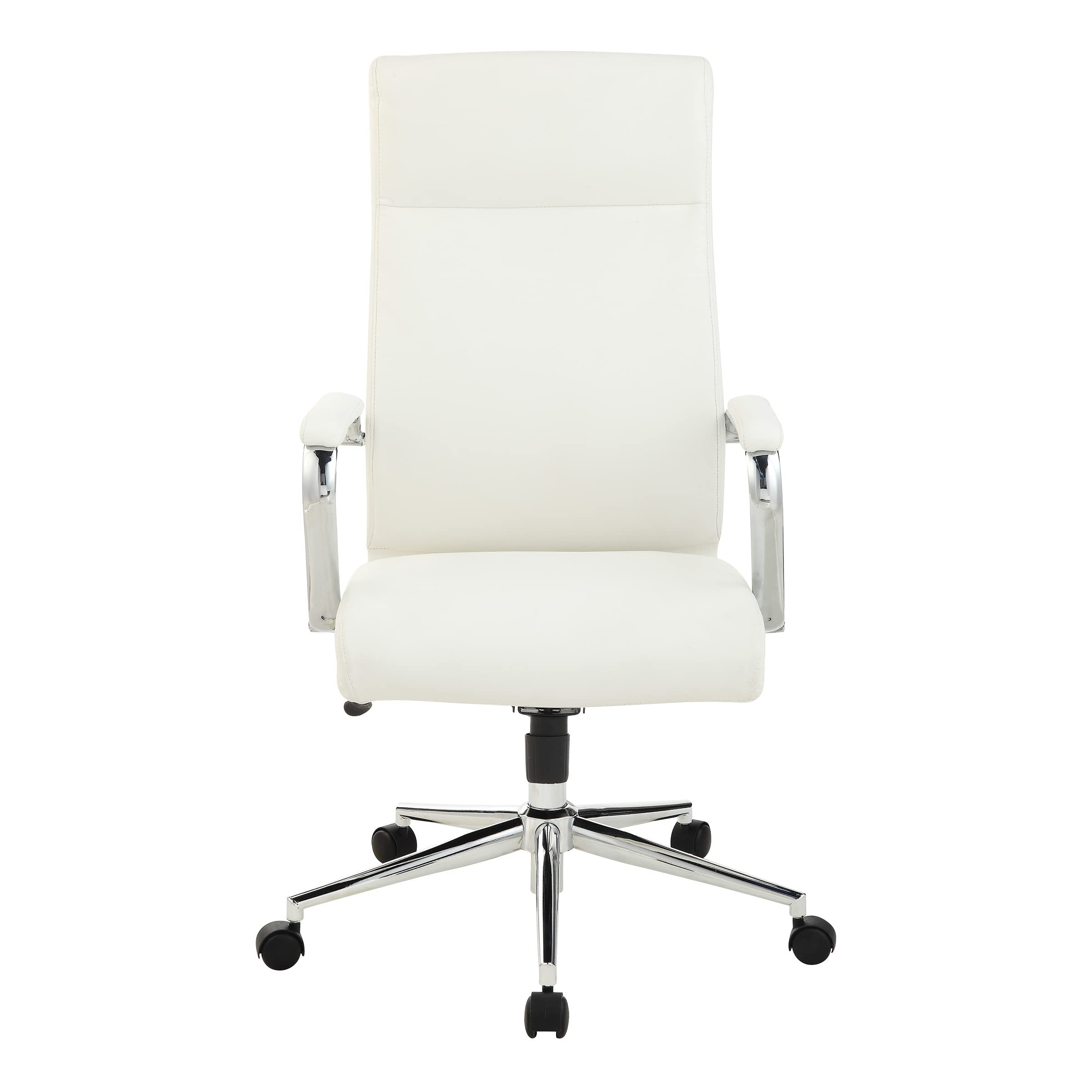 Office Star Antimicrobial High-Back Adjustable Office Chair with Chrome Base - Dillon Snow Fabric - Ergonomic Desk Chair for Home Office, Executive Workspace & Computer Workstation