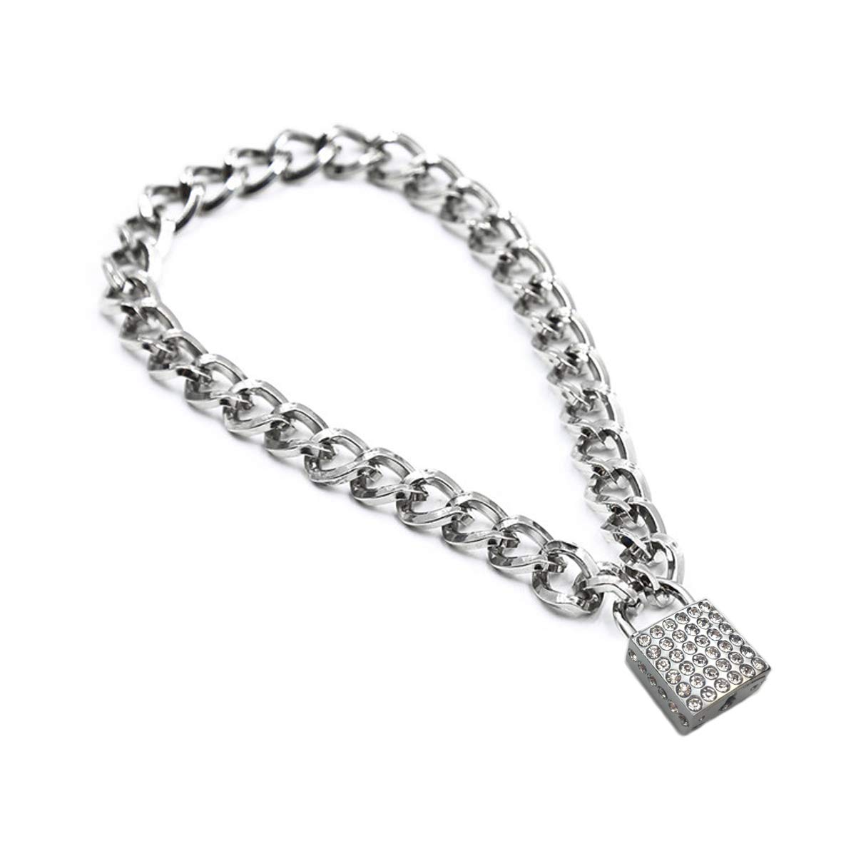 Succuba Padlock Necklace - Heart Lock Choker with Key & Box for Women, Men & Pets (16-22 Inch Adjustable) - Gothic Jewelry for Date Night, Cosplay & Fashion Accessories