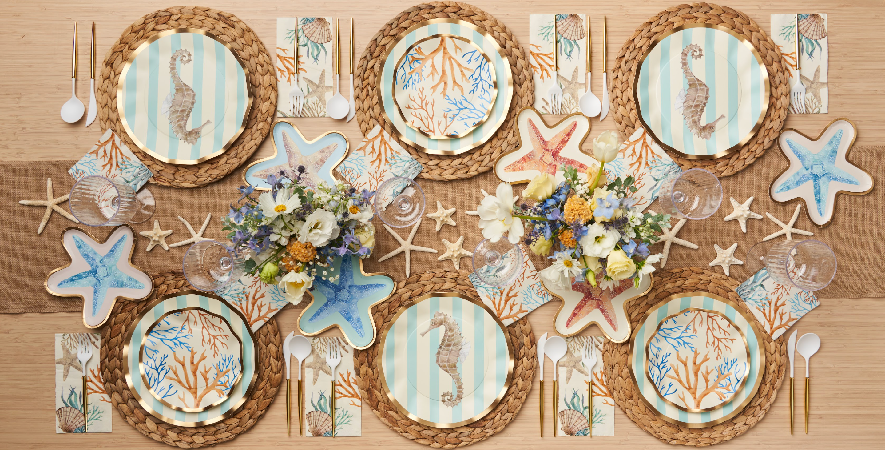 Wavy Dinner Plate Set of 8 - Elegant Ocean Wave Design Ceramic Plates for Dining, Entertaining & Home Decor | La Mer Collection