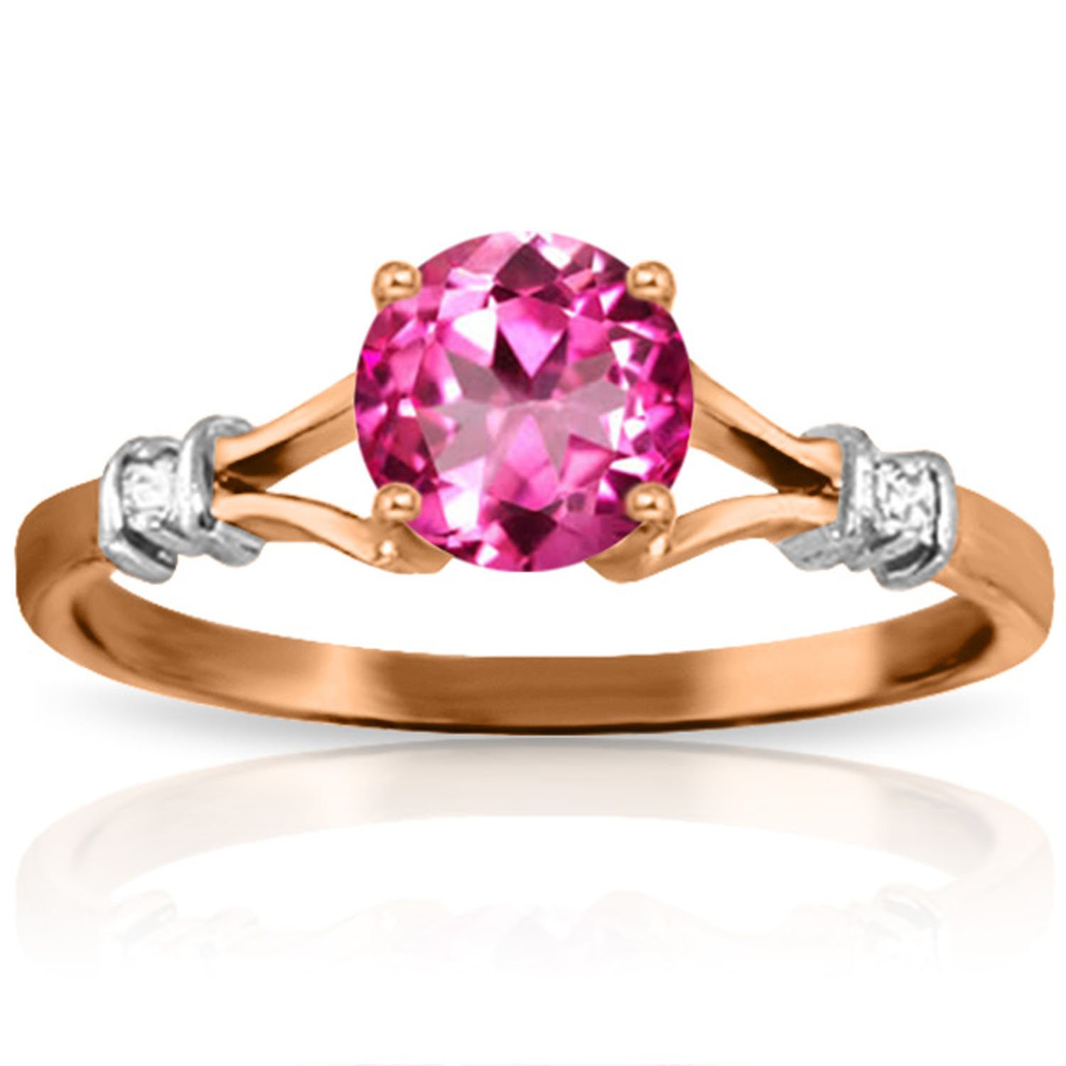 14K Yellow, White & Rose Gold Ring with Natural Diamonds & Pink Topaz - Elegant Galaxy Gold GG Jewelry for Women, Perfect for Weddings, Anniversaries & Special Occasions