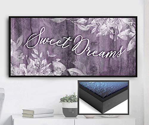 Sweet Dreams Sign - Large Canvas Wall Art for Master Bedroom Decor, Purple & Black Floating Frame (42x19) - Perfect Above Bed Wall Decor & Bedroom Signs for a Cozy & Stylish Space