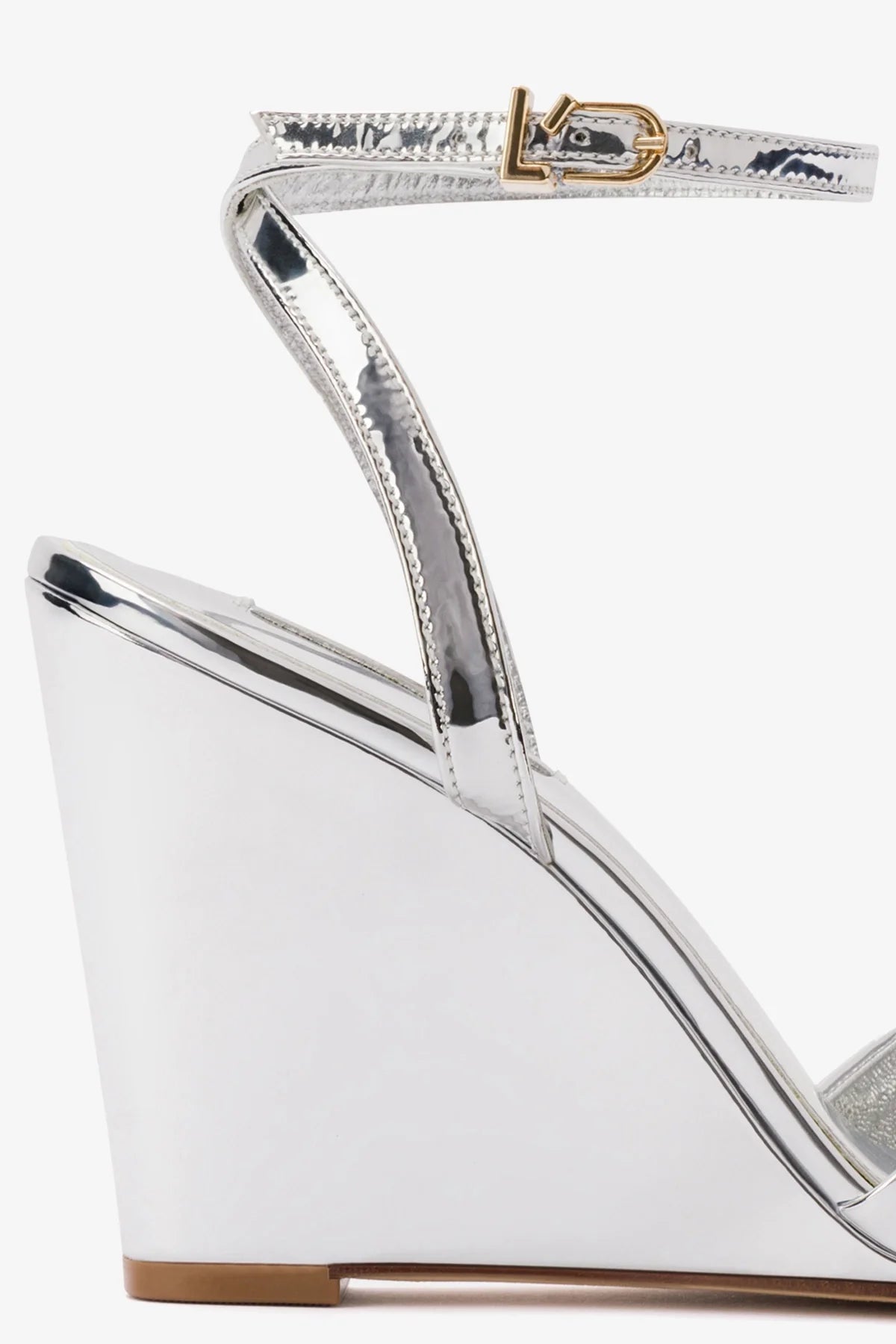 Yves Silver Specchio Wedge Sandals - Women's Comfortable Chunky Heel Shoes for Casual Outings & Summer Parties