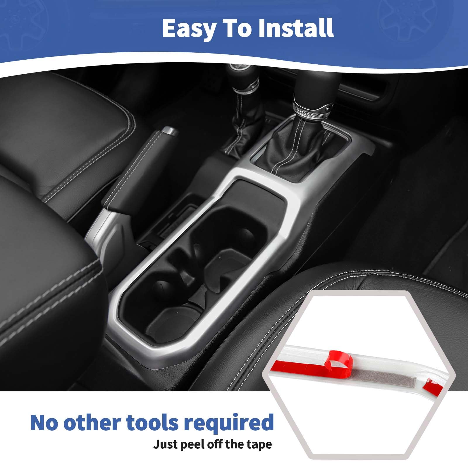 Silver Dash Trim Cover & Gear Shift Panel Frame for Jeep Wrangler JL/JLU/Gladiator JT (2018-2023) - 3-Piece Interior Upgrade Kit - Perfect for Off-Road Protection & Custom Styling