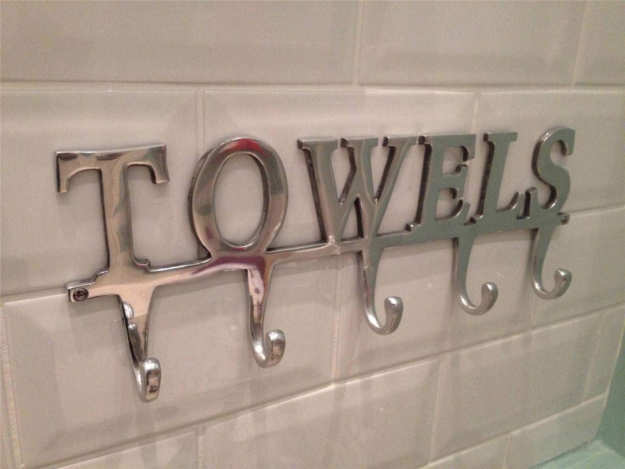 5-Hook Large Towel Rack - Polished Aluminum Bathroom Towel Hanger for Spa, Hotel & Home Organization - Wall Mounted Space-Saving Storage Solution