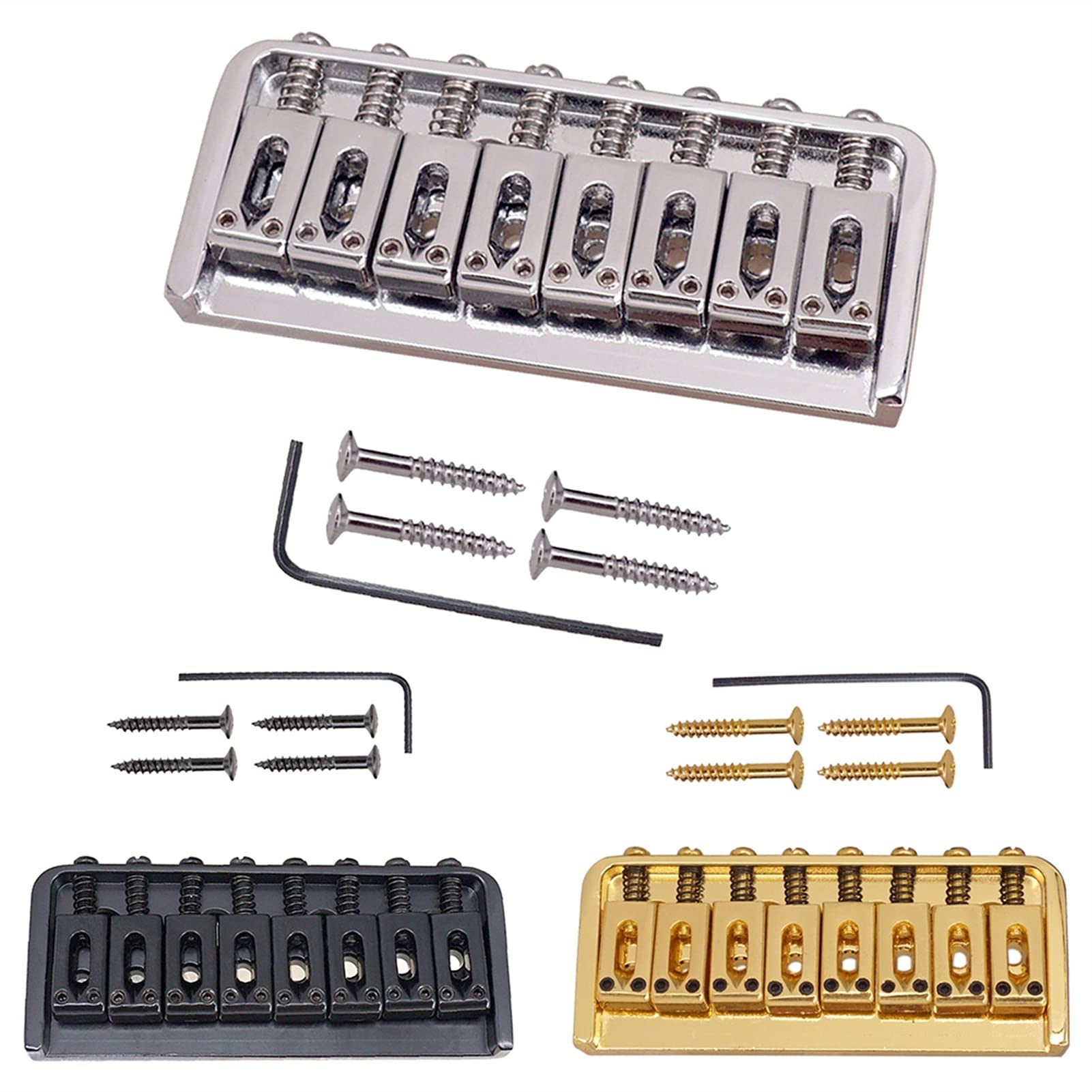 High-Quality Replacement Electric Guitar Bridge - 8 Square Saddle Parts for Precise String Length Adjustment (Silver) | Perfect for Guitar Repair, Upgrades & Professional Setups