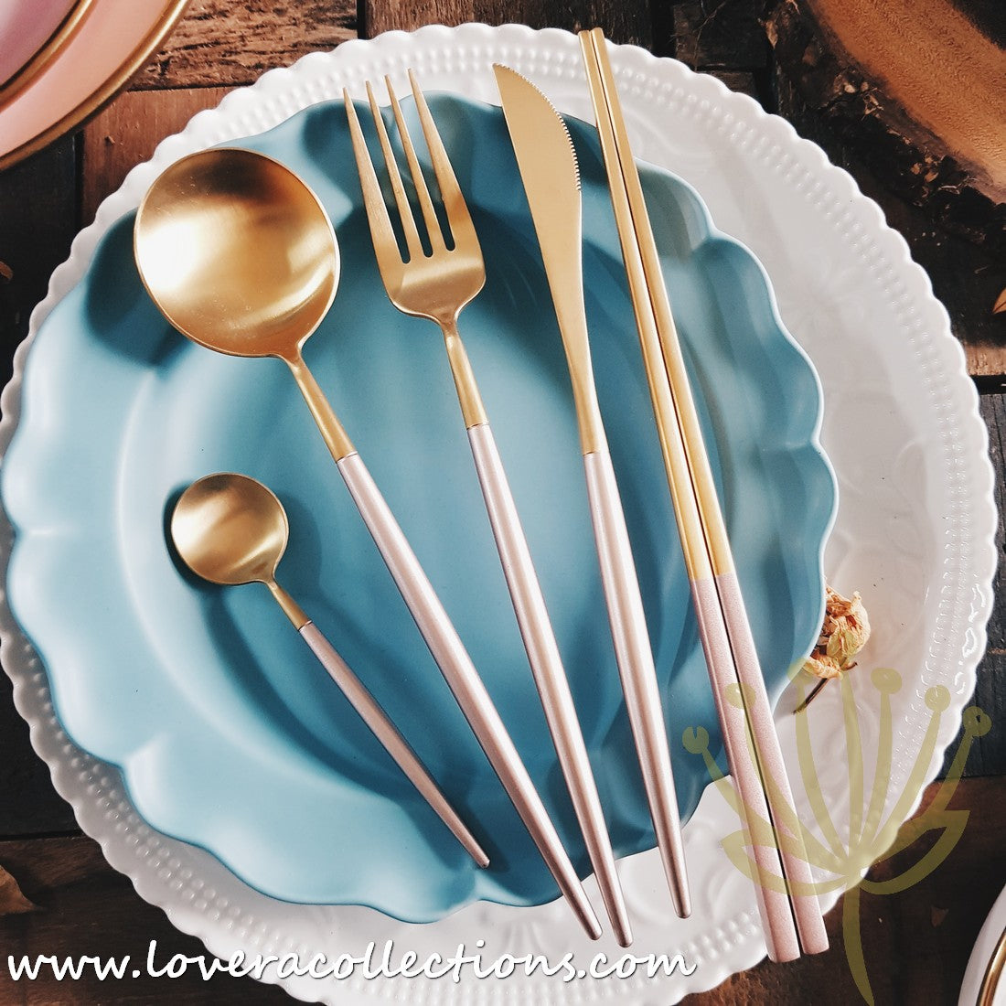 Premium 18/10 Stainless Steel Cutlery Set - Gold & Rose Gold Flatware with Mirror Polish (20-Piece) - Elegant Dinnerware for Wedding Gifts, Fine Dining & Special Occasions