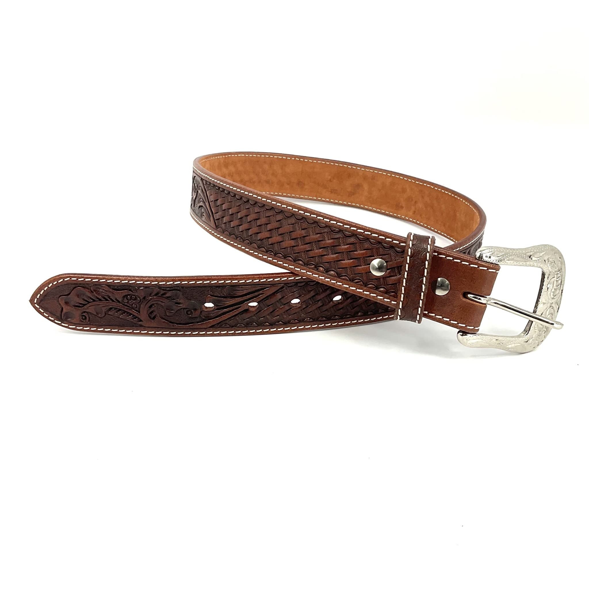 Men's Western Floral Twisted Belt - Stylish Cowboy Accessory for Rodeo & Outfits