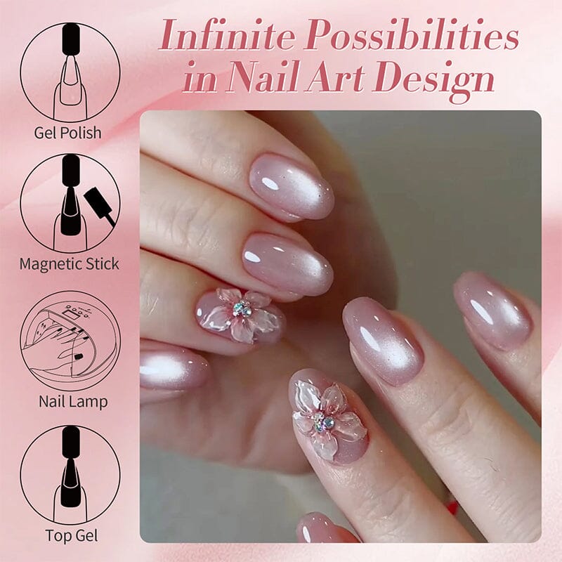 Pink Moonlight Cat Magnetic Gel Polish MY125 Dried Rose 10ml - Long Lasting Nail Polish for Salon & Home Manicure, Perfect for Valentine's Day & Special Occasions