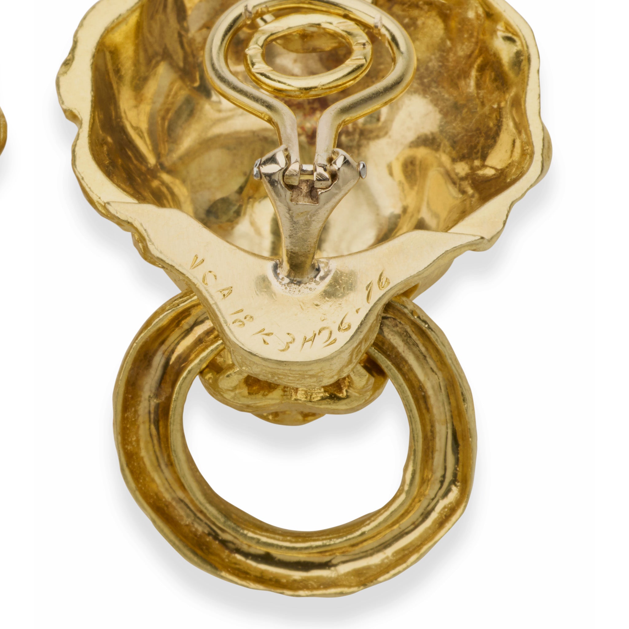 Van Cleef & Arpels Lion Door Knocker Earrings - 18K Gold Luxury Jewelry for Women, Perfect for Parties, Weddings & Special Occasions