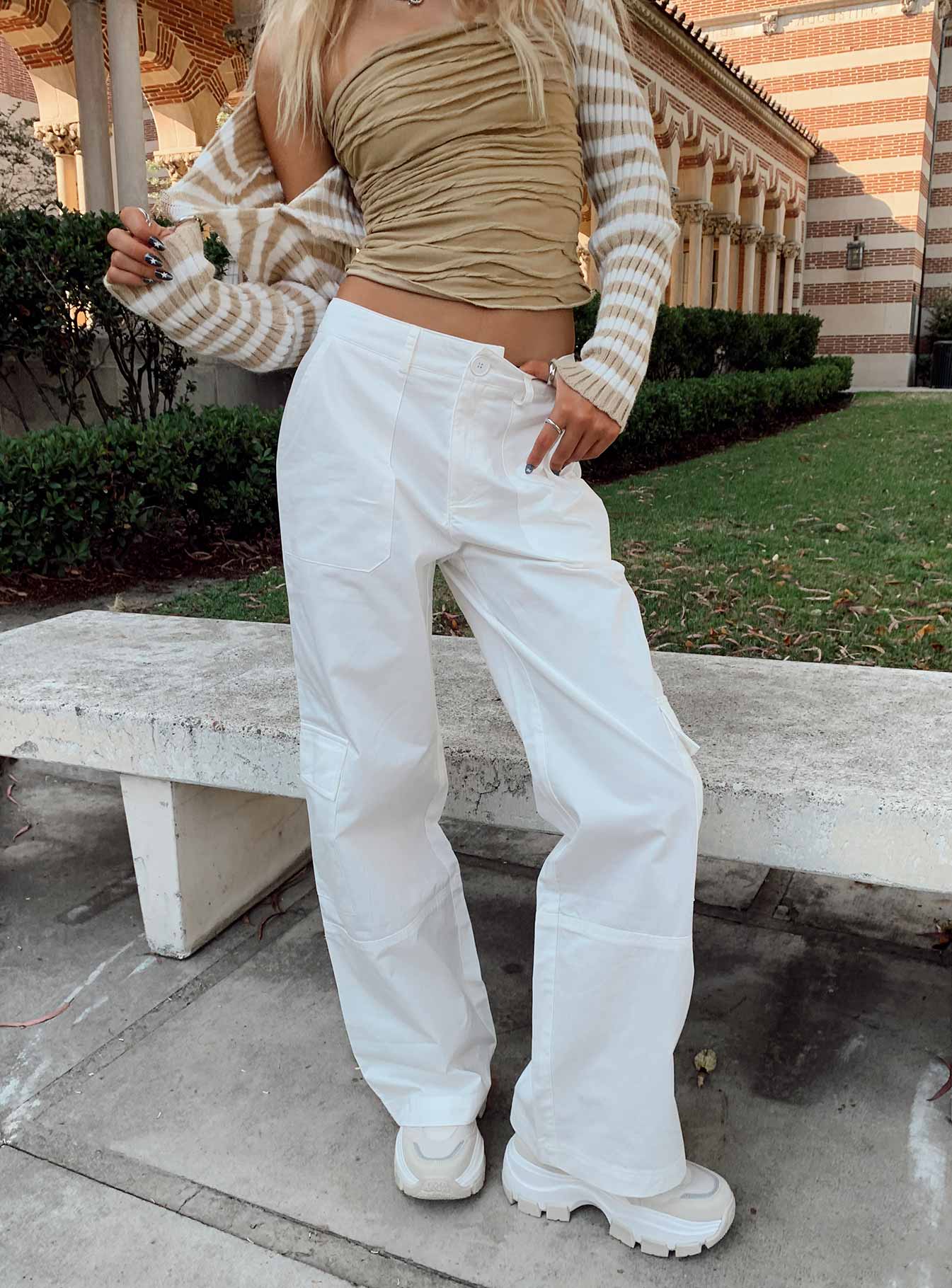 Ayla Women's Linen Pants - Soft Breathable White Wide Leg Trousers for Summer, Beach & Casual Wear