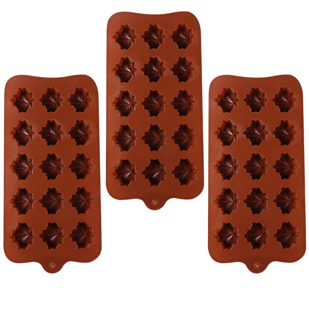 Gadpiparty 3pcs Maple Leaf Silicone Baking Molds - Non-Stick Cupcake, Biscuit, Chocolate, Candy Molds for DIY Desserts, Candles, Soap Making - Perfect for Fall, Thanksgiving, and Holiday Baking (Random Color)
