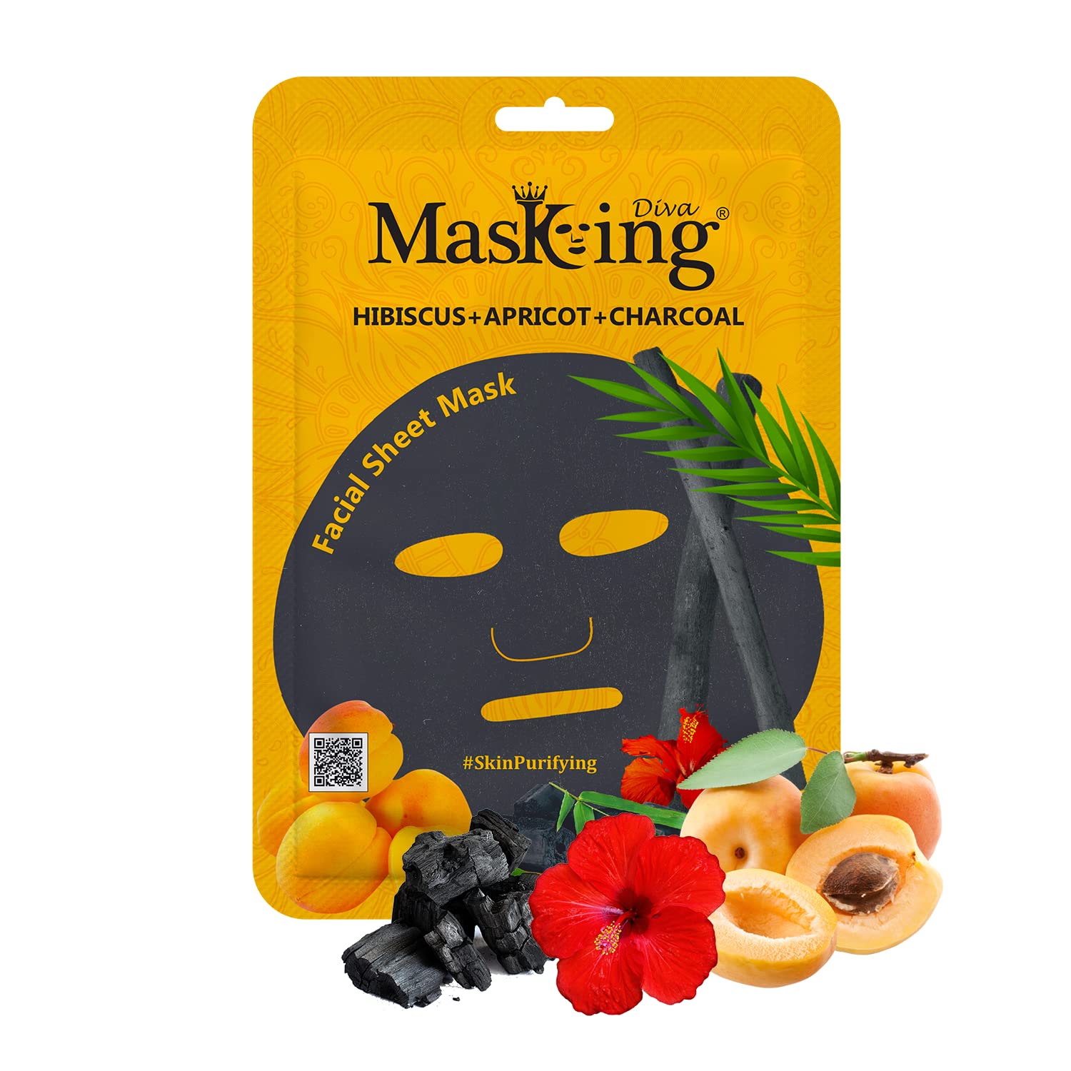 Masking Diva Charcoal Facial Sheet Mask Combo Pack of 5 | Natural Detoxifying Blackhead Removal Face Mask for Women & Men | 100ml/g Each | Perfect for Spa Night, Self-Care Routine & Gift Giving