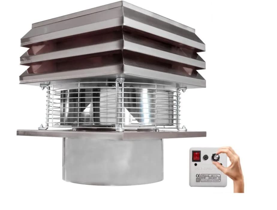 High-Quality 20cm (200mm) Steel Round Flue Chimney Fan - Fireplace Exhaust Fan & Draft Inducer for Improved Ventilation | Perfect for Wood Stoves, Fireplaces & Heating Systems