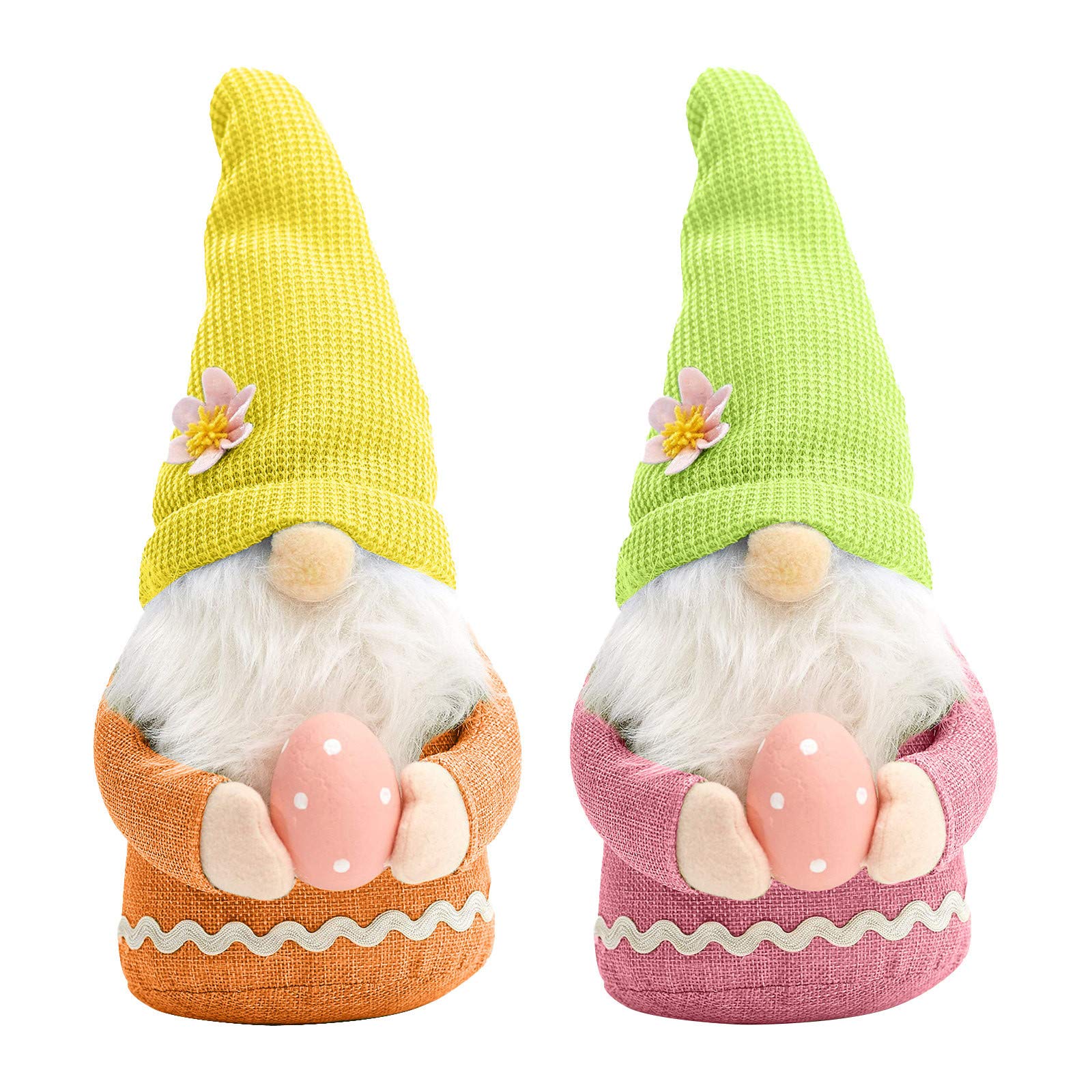 2 Pack Easter Gnomes Plush Doll Decorations - Cute Faceless Gnomes Holding Easter Eggs, Handmade Spring Holiday Home Decor for Easter, Christmas, and Seasonal Celebrations - Perfect Gift for Kids, Women, and Men - Great for Easter Baskets, Mantel Decor, and Party Centerpieces