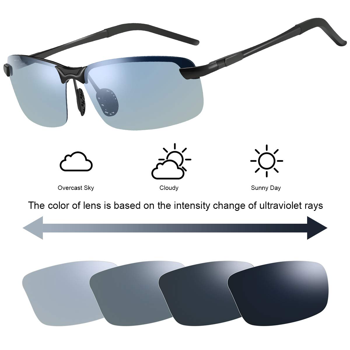 Polarized Photochromic Z87 Safety Sunglasses for Men - Day & Night Driving Glasses - UV Protection for Outdoor Activities, Cycling, and Running